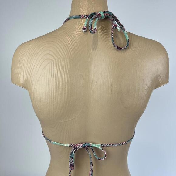 Body Glove Women's Size Medium Pink Blue Print Triangle Bikini Top Swimwear M - Picture 4 of 10